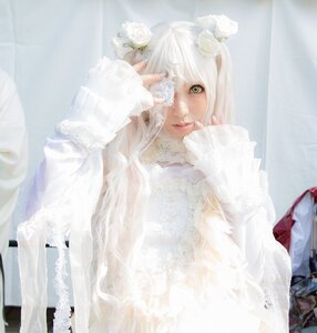 Rating: Safe Score: 0 Tags: 1girl curtains dress flower frills hair_flower hair_ornament kirakishou lips long_hair looking_at_viewer rose sitting solo white_flower white_hair white_rose white_theme User: admin