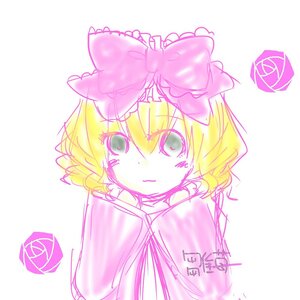 Rating: Safe Score: 0 Tags: 1girl blonde_hair bow bug butterfly flower hair_bow hinaichigo image insect pink_bow rose short_hair solo squiggle striped striped_background vertical_stripes User: admin