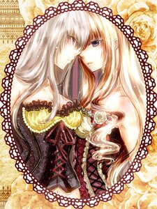 Rating: Safe Score: 0 Tags: 2girls alternate_hairstyle bare_shoulders blonde_hair blue_eyes breasts cleavage commentary_request corset eye_contact flower frills hair_down image lace lingerie long_hair looking_at_another medium_breasts multiple_girls pair purple_eyes rozen_maiden shinku silver_hair suigintou underwear yakumo_yukari yuki_hikari yuri User: admin