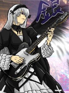 Rating: Safe Score: 0 Tags: 1girl bangs bass_guitar bow_(instrument) dress electric_guitar frills guitar hairband holding_instrument image instrument lolita_hairband long_hair long_sleeves music piano playing_instrument plectrum silver_hair solo suigintou violin User: admin