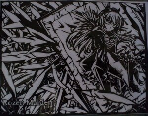 Rating: Safe Score: 0 Tags: 1girl dress greyscale image long_hair long_sleeves monochrome polearm solo suigintou wings User: admin