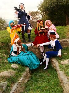 Rating: Safe Score: 0 Tags: blonde_hair blue_hair cape dress long_hair multiple_boys multiple_cosplay multiple_girls nature pink_hair saber short_hair tagme tree white_hair User: admin