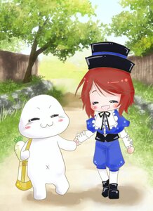 Rating: Safe Score: 0 Tags: 1girl =_= >_< closed_eyes dress grass hat image open_mouth outdoors pantyhose red_hair short_hair smile solo souseiseki top_hat tree User: admin