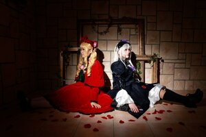 Rating: Safe Score: 0 Tags: 2girls braid dress hat indoors long_hair multiple_cosplay multiple_girls nurse_cap silver_hair sitting tagme tile_floor yagokoro_eirin User: admin