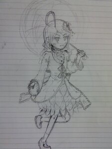 Rating: Safe Score: 0 Tags: 1girl chain flower frills greyscale hair_ornament image kanaria long_hair monochrome short_hair skirt smile solo traditional_media User: admin