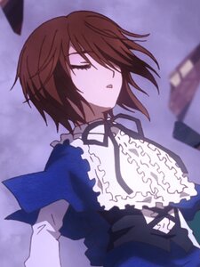 Rating: Safe Score: 0 Tags: 1 1girl brown_hair frilled_shirt_collar frills image long_sleeves ribbon short_hair solo souseiseki upper_body User: admin