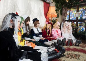 Rating: Safe Score: 0 Tags: 6+girls blonde_hair boots brown_hair curtains dress eyepatch frills green_hair hair_ornament hat long_hair multiple_cosplay multiple_girls pantyhose short_hair siblings silver_hair sitting souseiseki suigintou tagme User: admin