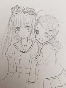 Rating: Safe Score: 0 Tags: 2girls ahoge blush bow dress drill_hair greyscale hair_bow hair_ornament image kanaria long_hair long_sleeves monochrome multiple_girls one_eye_closed open_mouth pair school_uniform smile suigintou traditional_media twin_drills User: admin