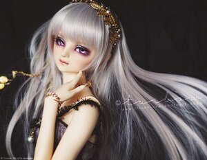 Rating: Safe Score: 0 Tags: 1girl bangs bare_shoulders beads black_background bracelet doll dress eyelashes jewelry lips long_hair looking_at_viewer necklace purple_eyes solo suigintou upper_body watermark User: admin