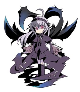 Rating: Safe Score: 0 Tags: 1girl ahoge black_neckwear black_ribbon black_wings boots commentary_request cross curse_maker dress flower frilled_sleeves frills full_body hairband image knee_boots long_hair long_sleeves mai_(maittingu) parody photoshop_(medium) pink_eyes purple_eyes ribbon rozen_maiden sekaiju_no_meikyuu silver_hair solo suigintou white_background wide_sleeves wings User: admin