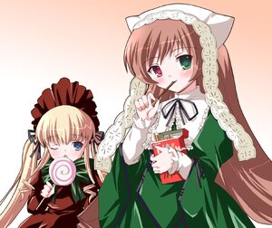 Rating: Safe Score: 0 Tags: 2girls blonde_hair blue_eyes blush bonnet brown_hair candy dress eating food green_dress green_eyes hat heterochromia holding holding_food image lollipop long_hair long_sleeves multiple_girls one_eye_closed pair pocky red_eyes ribbon rozen_maiden shinku shinshin siblings sisters suiseiseki swirl_lollipop twintails very_long_hair User: admin