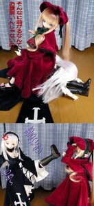 Rating: Safe Score: 0 Tags: 1girl blonde_hair blue_eyes bonnet doll dress frills long_hair long_sleeves multiple_dolls shinku suigintou tagme User: admin