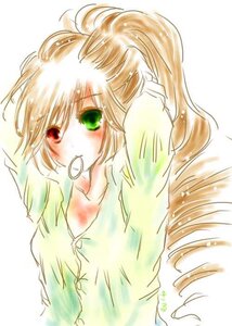 Rating: Safe Score: 0 Tags: adjusting_hair blush green_eyes heterochromia image long_sleeves mouth_hold red_eyes shirt solo suiseiseki tying_hair upper_body vivio User: admin