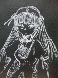 Rating: Safe Score: 0 Tags: 1girl bangs dress greyscale image long_hair long_sleeves monochrome ribbon solo suigintou traditional_media virtual_youtuber User: admin