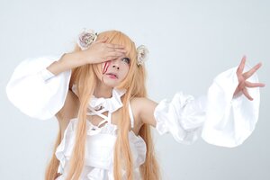 Rating: Safe Score: 0 Tags: 1girl blonde_hair dress flower hair_flower hair_ornament hands kirakishou lips long_hair rose solo vertical_stripes white_flower white_rose User: admin