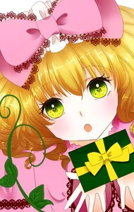 Rating: Safe Score: 0 Tags: 1girl :o auto_tagged blonde_hair blush bow box close-up face gift gift_box green_eyes hina_ichigo hinaichigo holding_gift image looking_at_viewer pink_bow pink_headwear solo User: admin