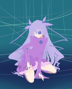 Rating: Safe Score: 0 Tags: 1girl barasuishou dress full_body image kneeling long_hair long_sleeves looking_at_viewer simple_background solo very_long_hair User: admin