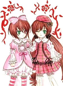 Rating: Safe Score: 0 Tags: 2girls auto_tagged bow brown_hair dress frills green_eyes hair_bow hat hina_ichigo image long_hair long_sleeves multiple_girls one_eye_closed pair petals pink_bow pink_dress short_hair siblings sisters smile souseiseki striped striped_legwear suiseiseki twins User: admin