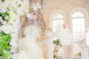 Rating: Safe Score: 0 Tags: 1girl bird blonde_hair blurry depth_of_field dress flower kirakishou long_hair solo white_dress white_flower white_rose window yellow_eyes User: admin
