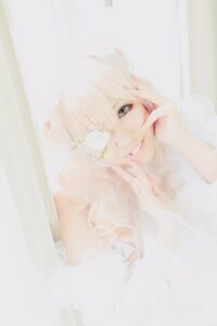 Rating: Safe Score: 0 Tags: 1girl bangs face flower green_eyes hand_on_own_cheek kirakishou lips looking_at_viewer parted_lips portrait smile solo striped vertical_stripes white_flower User: admin