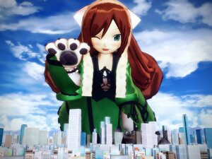 Rating: Safe Score: 0 Tags: 1girl blue_sky building city cityscape cloud day giantess green_eyes image long_hair one_eye_closed open_mouth outdoors red_hair rooftop sky smile solo suiseiseki User: admin