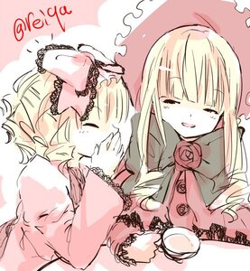 Rating: Safe Score: 0 Tags: 2girls blonde_hair closed_eyes cup dress flower hinaichigo image long_hair multiple_girls pair pink_dress red_flower red_rose rose shinku teacup User: admin