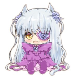 Rating: Safe Score: 0 Tags: 1girl animal_ears barasuishou blue_flower blue_rose blush cat_ears chibi dress eyepatch fang flower full_body hair_ornament image long_hair open_mouth purple_dress purple_flower purple_rose rose silver_hair sitting smile solo striped vertical_stripes very_long_hair User: admin