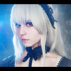 Rating: Safe Score: 0 Tags: 1girl bangs black_border choker closed_mouth face hair_ornament letterboxed lips portrait red_eyes ribbon solo suigintou white_hair User: admin