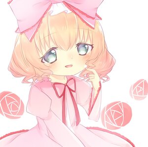 Rating: Safe Score: 0 Tags: 1girl bangs blonde_hair blue_eyes blush bow dress eyebrows_visible_through_hair flower hair_bow hina_ichigo hinaichigo image juliet_sleeves long_sleeves looking_at_viewer open_mouth pink_bow pink_dress puffy_sleeves rose short_hair smile solo striped striped_background striped_dress vertical-striped_dress vertical_stripes User: admin
