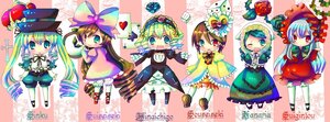 Rating: Safe Score: 0 Tags: 6+girls blonde_hair blue_eyes bow brown_hair costume_switch dress flower food frills fruit green_eyes hair_bow hairband hat heterochromia hina_ichigo image kanaria long_hair multiple_girls red_eyes rose shinku short_hair smile souseiseki suigintou suiseiseki top_hat very_long_hair User: admin