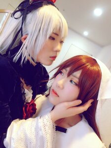 Rating: Safe Score: 0 Tags: 2girls bangs bouquet eye_contact flower lips looking_at_another multiple_cosplay multiple_girls red_flower red_hair rose tagme white_hair User: admin