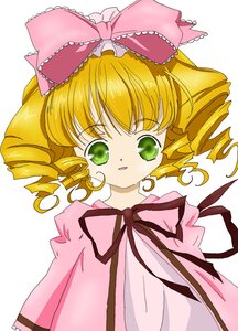 Rating: Safe Score: 0 Tags: 1girl blonde_hair bow dress drill_hair green_eyes hina_ichigo hinaichigo image long_sleeves looking_at_viewer pink_bow pink_shirt ribbon simple_background solo striped upper_body white_background User: admin