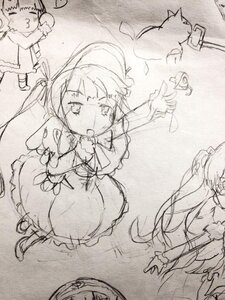 Rating: Safe Score: 0 Tags: cat dress hat image long_hair long_sleeves monochrome multiple_girls open_mouth outstretched_arms shinku short_hair sketch solo traditional_media twintails User: admin