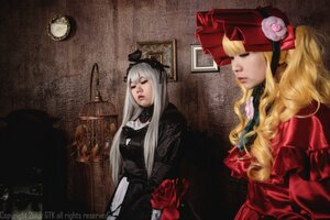 Rating: Safe Score: 0 Tags: 2girls 91076 blonde_hair bonnet closed_eyes dress flower hat lips long_hair multiple_cosplay multiple_girls rose shinku tagme User: admin