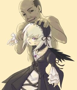 Rating: Safe Score: 0 Tags: 1boy 1girl dress facial_hair frills hairband image lolita_hairband long_sleeves open_mouth puffy_sleeves purple_eyes simple_background solo suigintou wings yellow_background User: admin