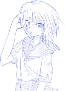 Rating: Safe Score: 0 Tags: 1girl bangs closed_mouth eyebrows_visible_through_hair hair_between_eyes human image kashiwaba_tomoe monochrome pleated_skirt school_uniform serafuku short_hair short_sleeves skirt solo User: admin