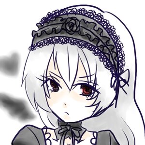 Rating: Safe Score: 0 Tags: 1girl bangs bare_shoulders black_hairband black_ribbon blush closed_mouth dress eyebrows_visible_through_hair frills gothic_lolita hair_between_eyes hairband image lolita_fashion lolita_hairband long_hair looking_at_viewer nose_blush portrait red_eyes ribbon rose silver_hair simple_background solo suigintou white_background User: admin