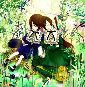 Rating: Safe Score: 0 Tags: brown_hair closed_eyes dress flower hat holding_hands image pair ribbon short_hair souseiseki suiseiseki User: admin