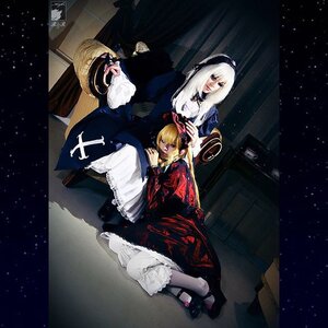 Rating: Safe Score: 0 Tags: blonde_hair doll_joints dress long_hair multiple_cosplay multiple_girls night night_sky shooting_star sitting sky space star_(sky) star_(symbol) starry_sky tagme User: admin