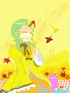 Rating: Safe Score: 0 Tags: 1girl autumn_leaves bug butterfly closed_eyes dragonfly dress flower green_hair image insect kanaria leaf maple_leaf open_mouth short_hair smile solo yellow_background yellow_dress User: admin
