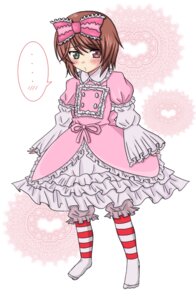 Rating: Safe Score: 0 Tags: ... 1boy blush bow brown_hair dress frills full_body green_eyes hair_bow heterochromia image lolita_fashion long_sleeves pantyhose pink_bow red_eyes short_hair solo souseiseki spoken_ellipsis striped striped_legwear underwear User: admin