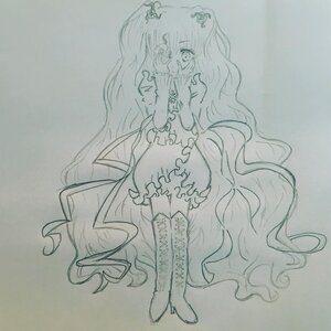 Rating: Safe Score: 0 Tags: 1girl boots dress full_body hair_ornament image kirakishou long_hair monochrome no_nose solo traditional_media very_long_hair wavy_hair User: admin