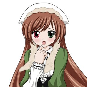 Rating: Safe Score: 0 Tags: 1girl :o blush brown_hair dress frills green_dress green_eyes head_scarf heterochromia image long_hair long_sleeves looking_at_viewer open_mouth red_eyes simple_background solo suiseiseki upper_body very_long_hair white_background User: admin