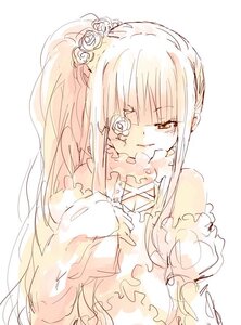 Rating: Safe Score: 0 Tags: 1girl bangs bare_shoulders blonde_hair blue_eyes dress flower frills hair_flower hair_ornament heterochromia image kirakishou long_hair long_sleeves rose simple_background solo striped upper_body vertical_stripes User: admin