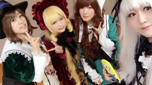 Rating: Safe Score: 0 Tags: 4girls blonde_hair blue_eyes brown_eyes brown_hair dress hat lips long_hair multiple_cosplay multiple_girls red_eyes short_hair smile souseiseki tagme white_hair User: admin