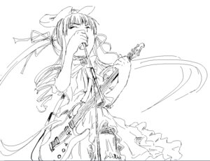 Rating: Safe Score: 0 Tags: 1girl bangs bow closed_eyes dress greyscale hair_bow hair_ribbon image instrument lineart long_hair monochrome music playing_instrument ribbon shinku solo User: admin