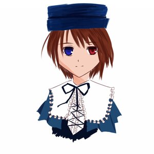 Rating: Safe Score: 0 Tags: 1girl blue_eyes brown_hair closed_mouth heterochromia image looking_at_viewer neck_ribbon red_eyes ribbon short_hair simple_background smile solo souseiseki white_background User: admin
