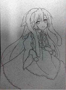 Rating: Safe Score: 0 Tags: 1girl braid dress graphite_(medium) greyscale image izayoi_sakuya long_hair monochrome open_mouth solo suiseiseki traditional_media User: admin