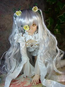 Rating: Safe Score: 0 Tags: 1girl doll dress eyepatch flower hair_flower hair_ornament kirakishou long_hair rose sitting solo thorns traditional_media very_long_hair vines white_flower white_rose yellow_eyes yellow_rose User: admin