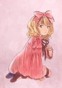 Rating: Safe Score: 0 Tags: 1girl bad_id bad_pixiv_id blonde_hair bow dress frills full_body green_eyes hair_bow hina_ichigo hinaichigo image long_sleeves looking_at_viewer pantyhose pikomaro pink_background pink_bow ribbon rozen_maiden short_hair sitting solo striped wavy_hair User: admin